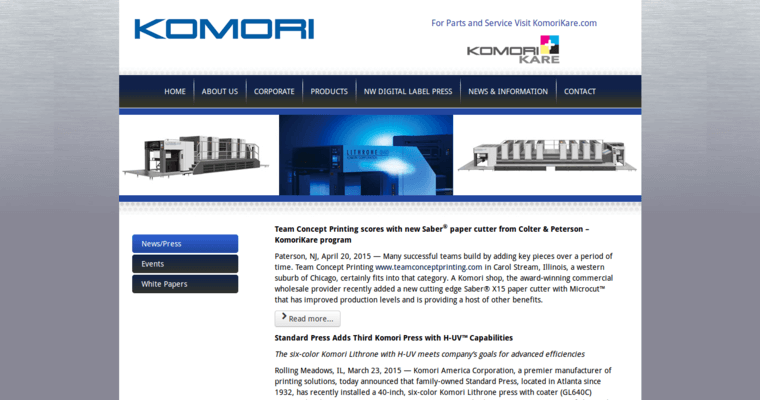 News page of #4 Top Prints Agency: Komori America Corporation