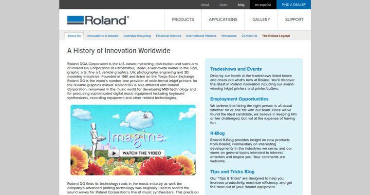 About page of #9 Best Banner Print Company: Roland DGA Corporation