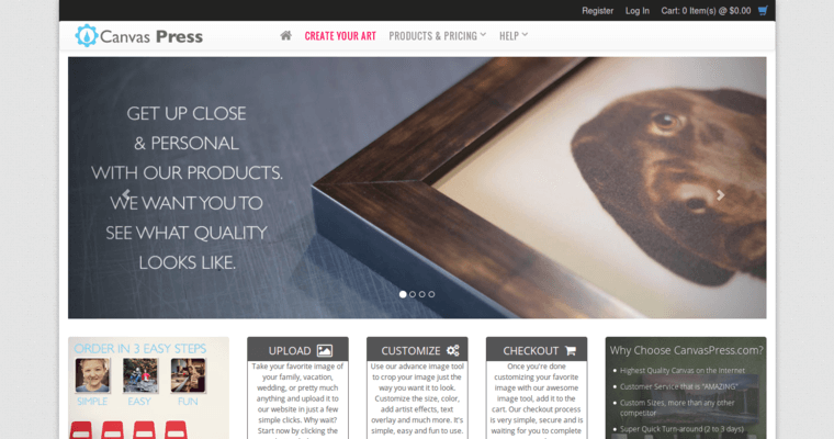 Home page of #7 Leading Canvas Printing Business: Canvas Press
