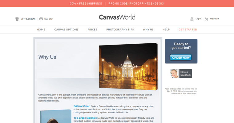 About page of #9 Best Canvas Printing Agency: Canvas World