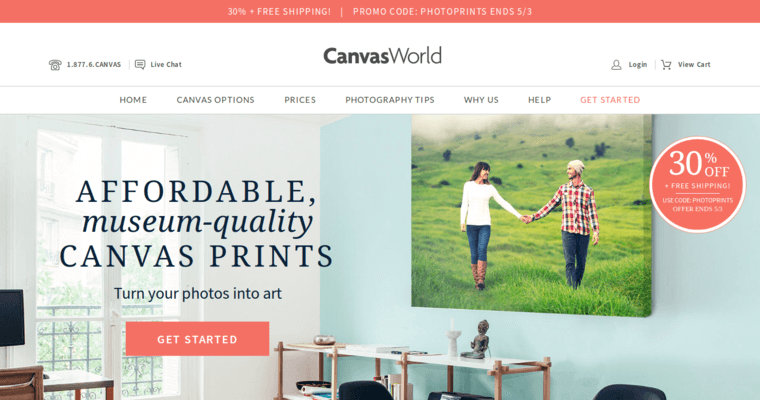 Home page of #9 Top Canvas Print Business: Canvas World