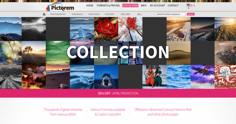 Collection page of #4 Leading Canvas Printing Company: Pictorem