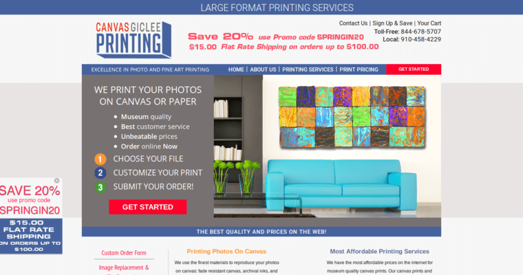 Home page of #3 Top Giclee print Business: Canvas Giclee Printing
