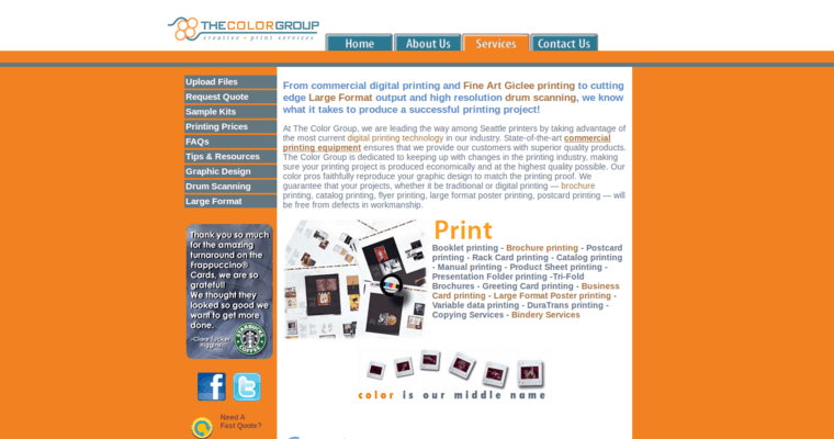 Service page of #8 Top Giclee print Company: The Color Group