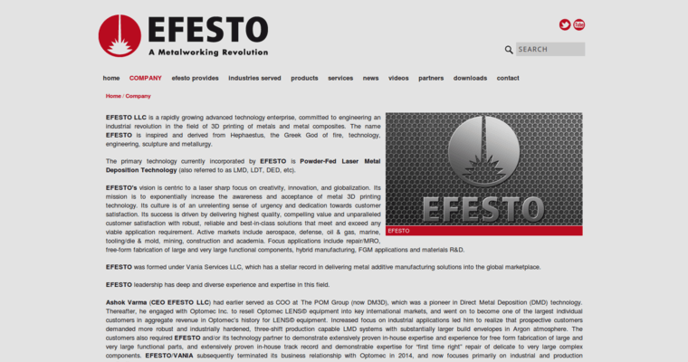 About page of #3 Top Metal Prints Business: EFESTO