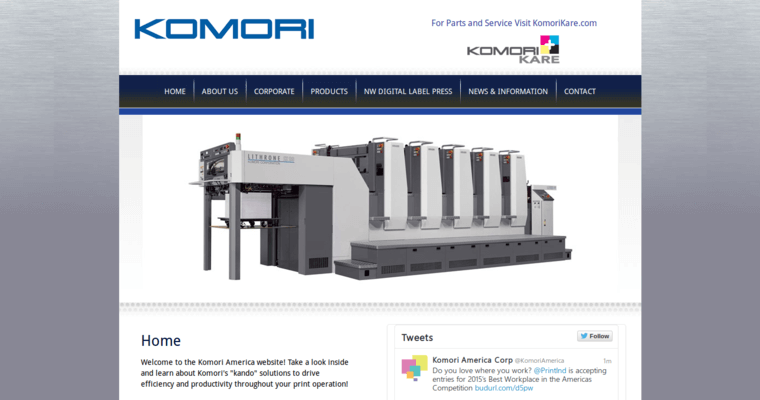 Home page of #1 Leading Metal Print Agency: Komori America Corporation