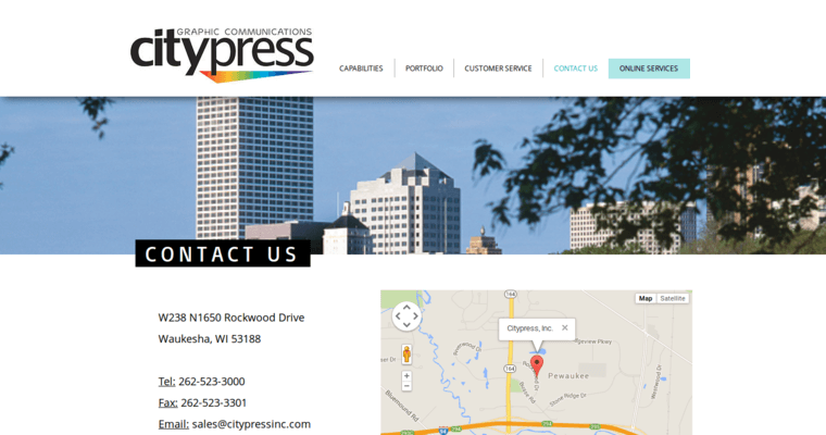 Contact page of #10 Best Wood printing Business: Citypress Inc.