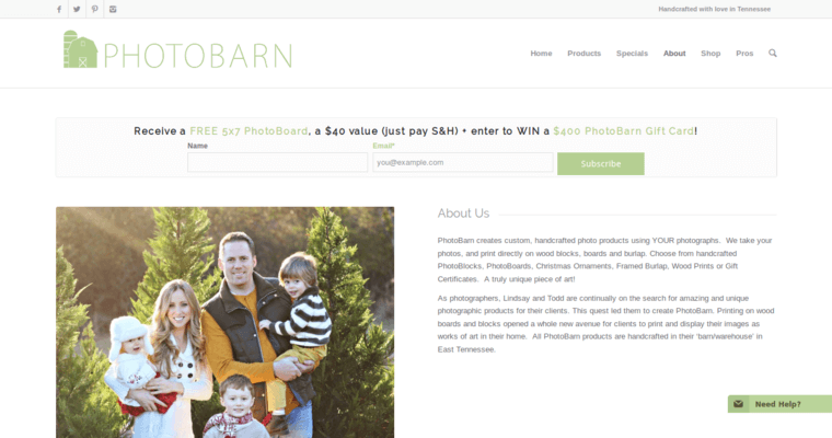 About page of #5 Best Wood printing Business: Photo Barn